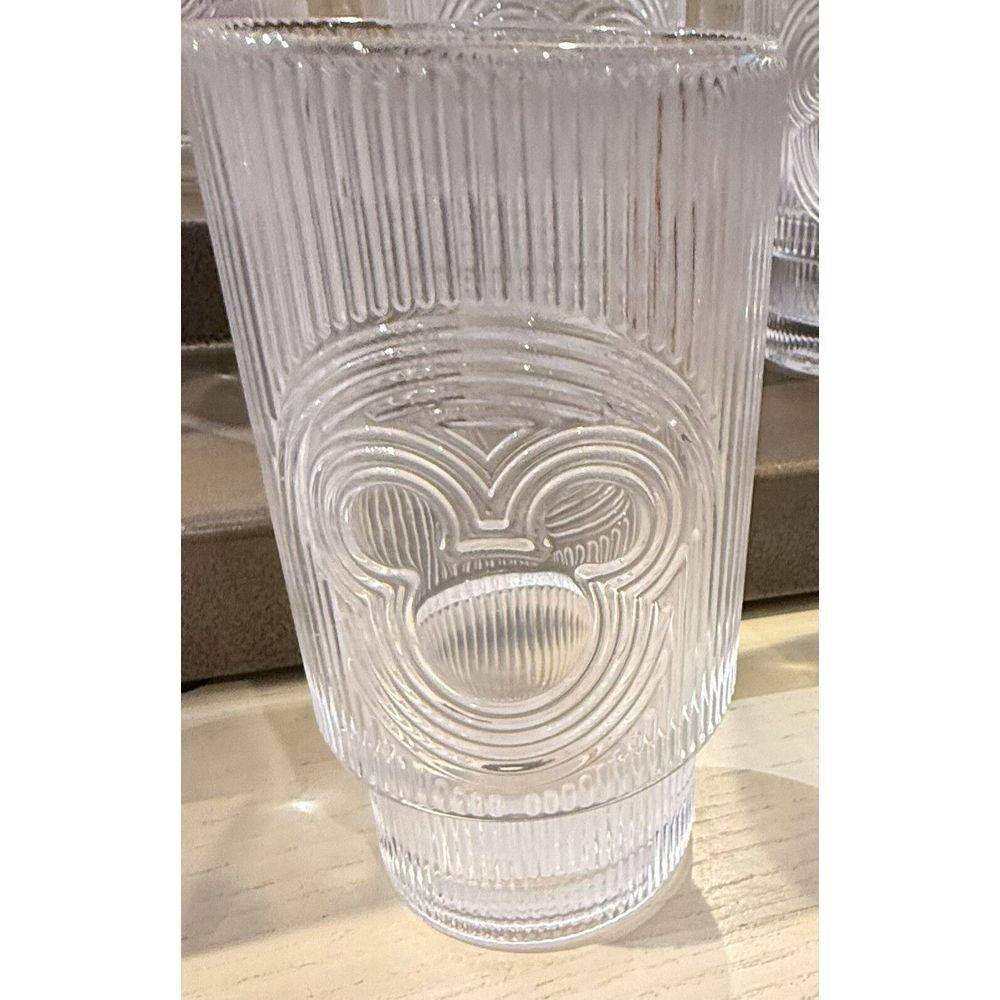 2024 Disney Parks Home Mickey Icon Glass Cup Home Collection Clear Drinking